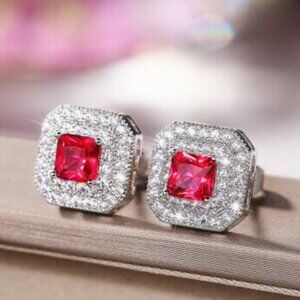 New Sterling silver diamond stud earrings